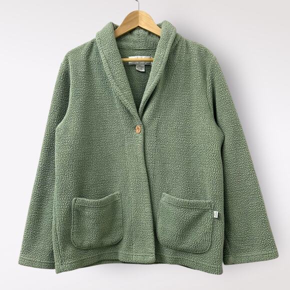 Karen Neuburger Jacket Small Mint Green Fleece Knit Retro Plush‎ Pastel Teddy - Picture 1 of 8